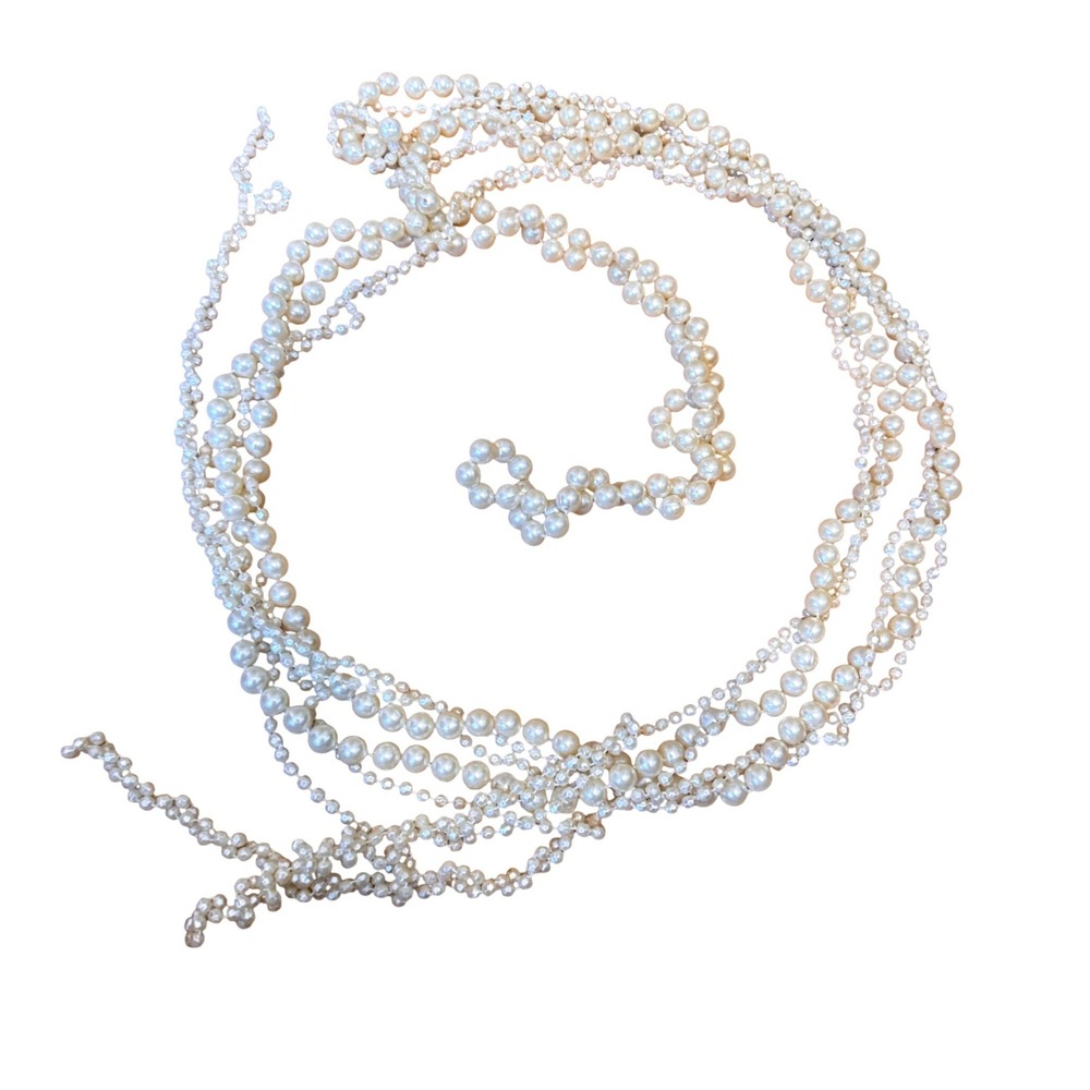 5ft Faux Pearl Multi Strand String Garland Necklace No Connection Point